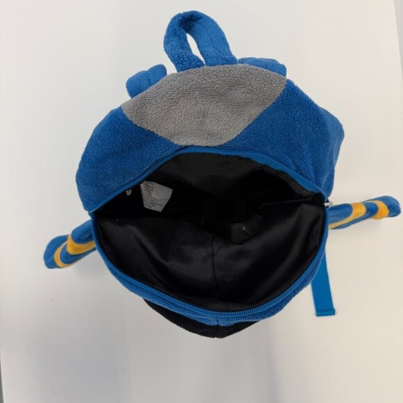 Popatu Kids Blue Fleece Airplane Rolling Backpack Trolley - Picture 4 of 9